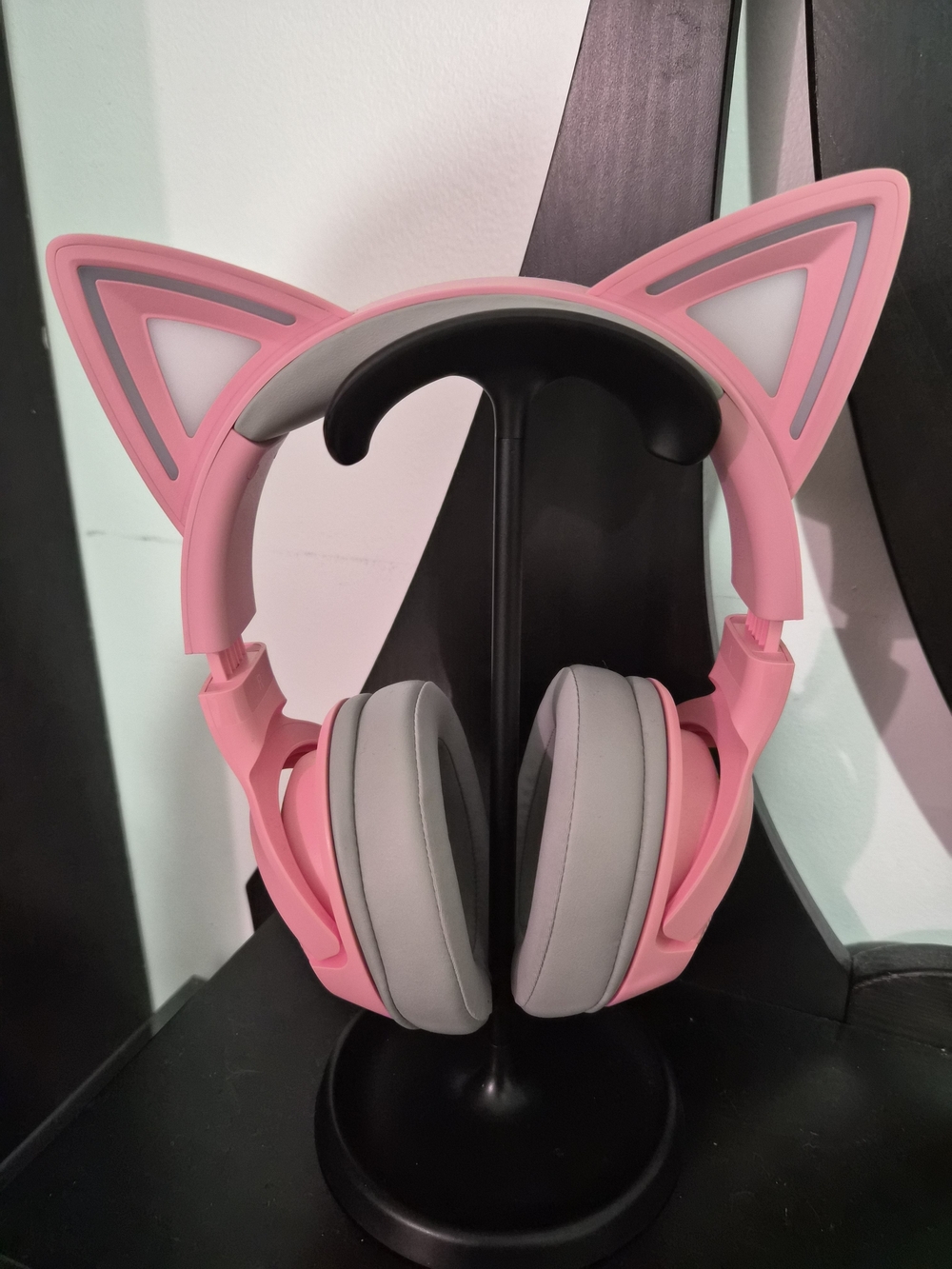 Razer Pink Cat Ear Over-Ear Headphones with Gray Cushions
